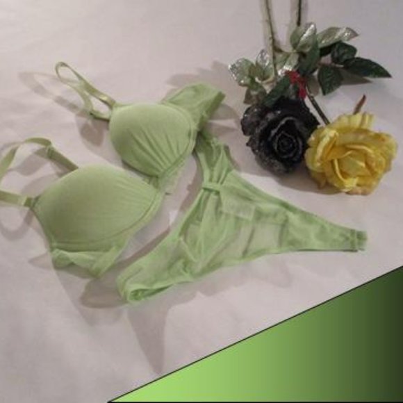 RAMPAGE LIME GREEN SHEER NET BRA SET - Picture 11 of 15